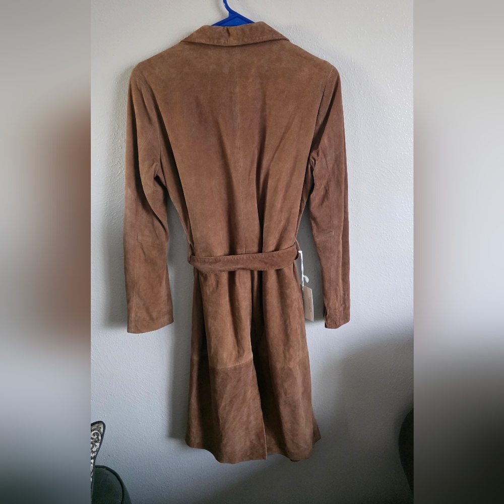 Brown Suede Women's Coat - Picture 3 of 6